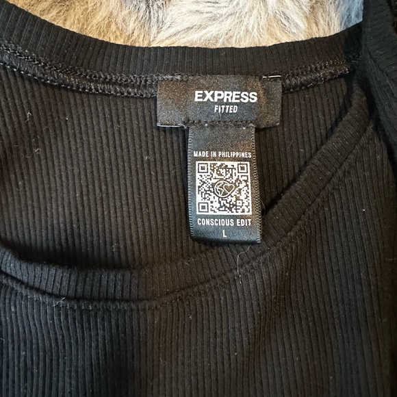 Basic Black Ribbed Tank- Express- Size Large - Picture 2 of 2